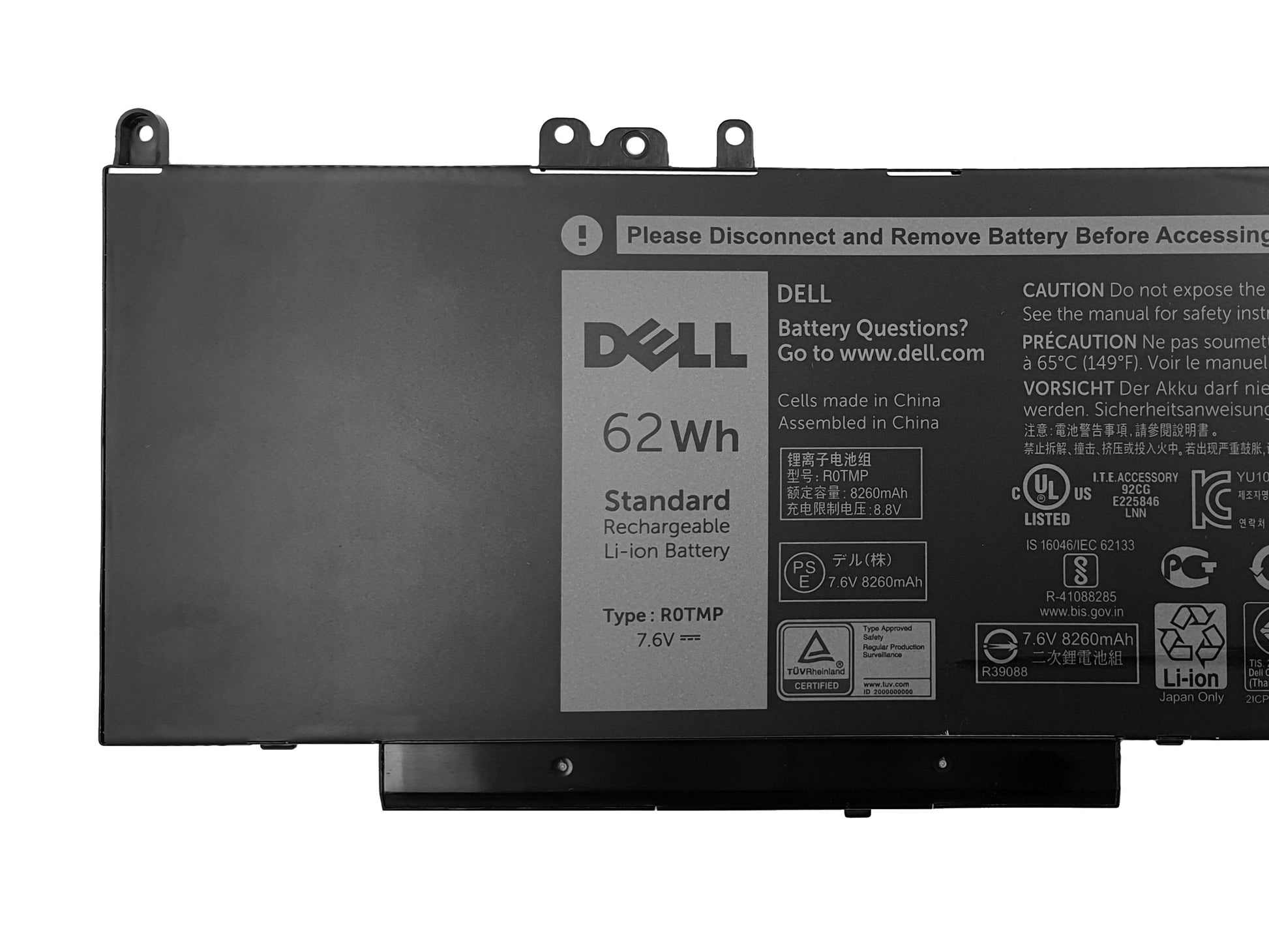 Dell Latitude E5450, E5550 62Whr 4-Cell Laptop Battery R0TMP | Black Cat PC
