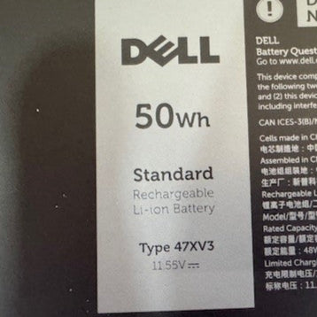 Dell Latitude 9330 50Wh Primary Battery Type 47XV3, 5Y3T9, GK1M0 Dell