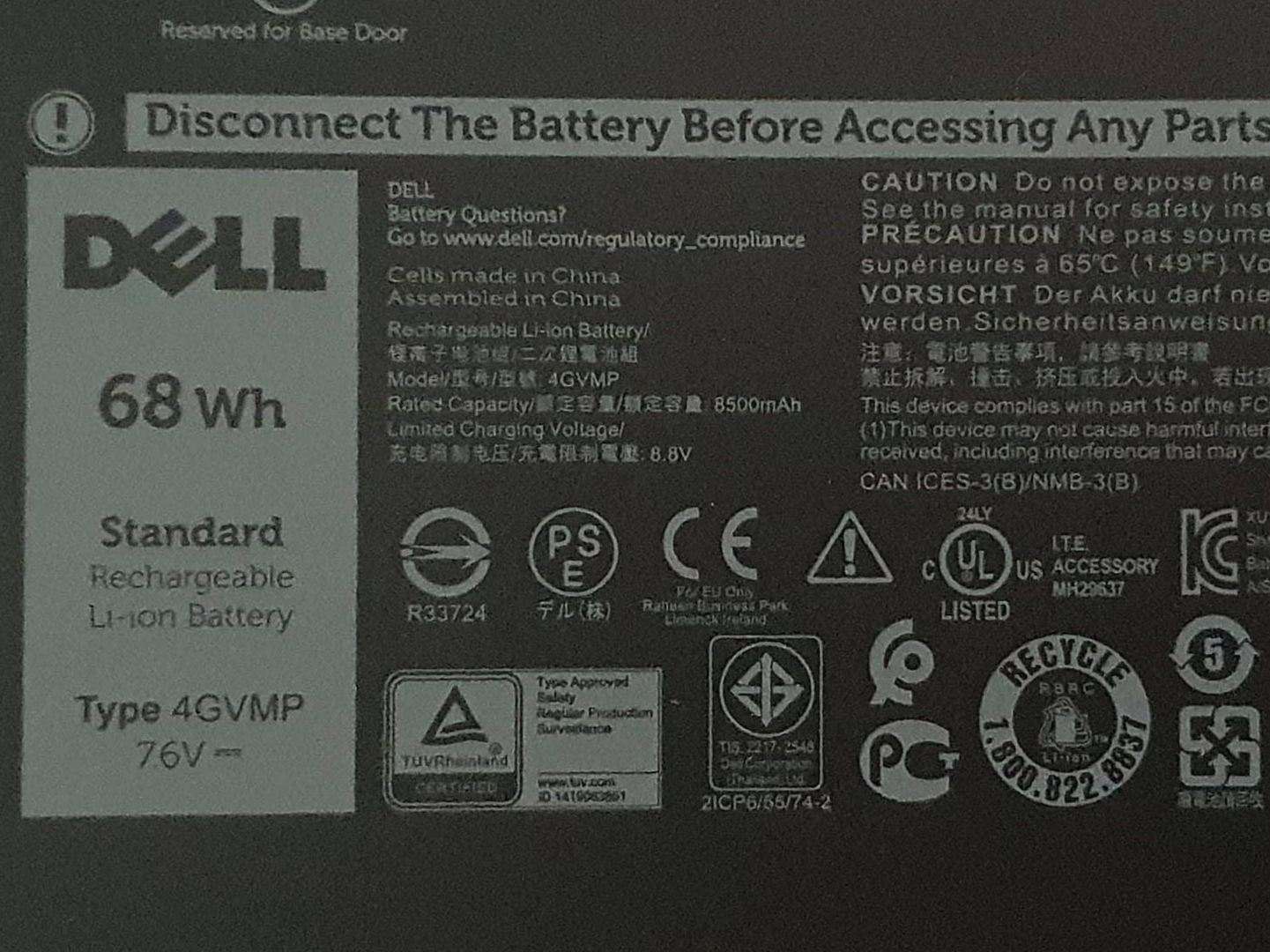 Dell Latitude 14 5400 5500 7400 Precision 3540 3541 68Wh Battery N35WM 9JRYT 4GVMP Dell