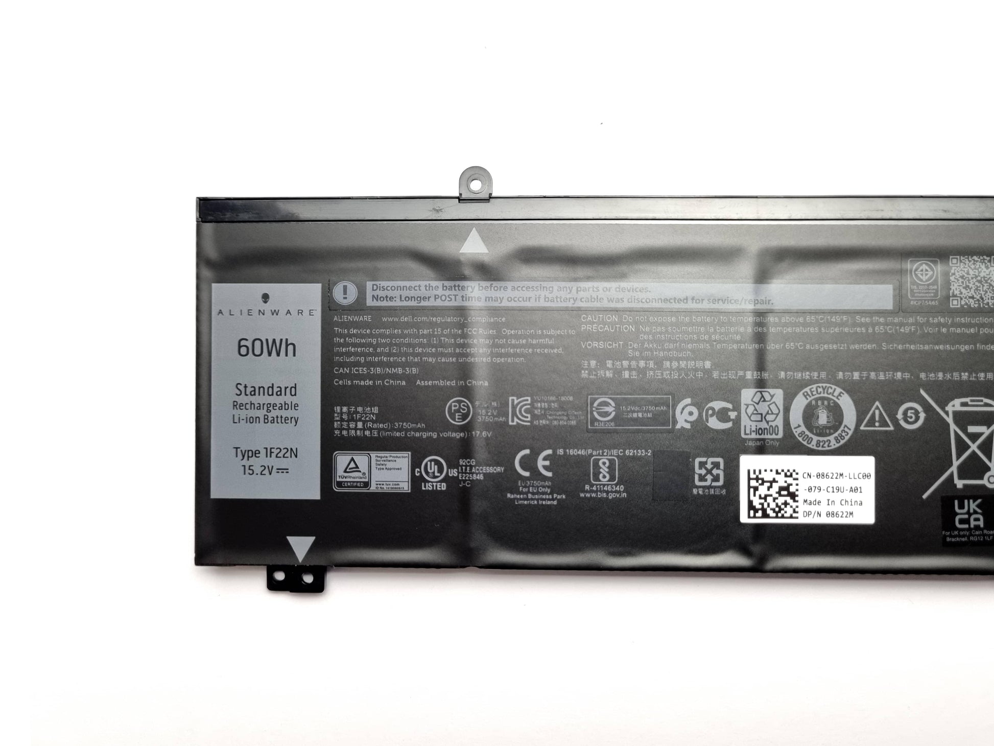 Dell G Series & Alienware M15, M17  Battery 60Wh 4 Cell 1F22N 8622M HYWXJ Dell Alienware