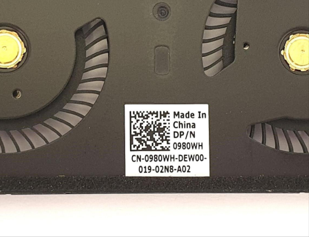 Dell XPS 13 9370, 9380 9390 Dual / Twin Cooling CPU Fan Assembly 980WH 0980WH genuine replacement OEM 