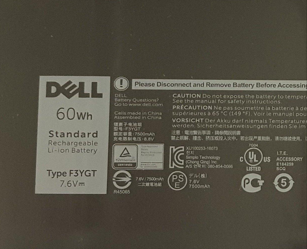Dell Latitude 7280 7290 7380 7390 7480 7490 Laptop Battery F3YGT DM3WC 60WH new OEM genuine replacement battery 