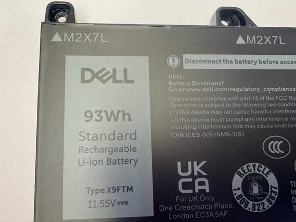 Dell Precision 7670 7680 7770 7780 6 Cell 93Whr Battery Type X9FTM 965V4 1XM5X 5JMD8 Black Cat PC - Providing Dell Parts Since 1998