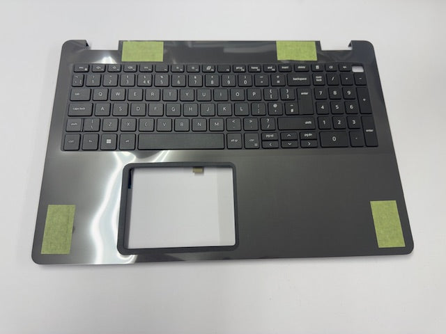 Black laptop keyboard cover with stickers on a white background