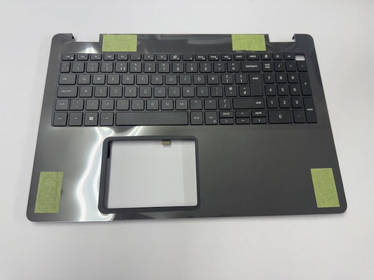 Black laptop keyboard cover with stickers on a white background