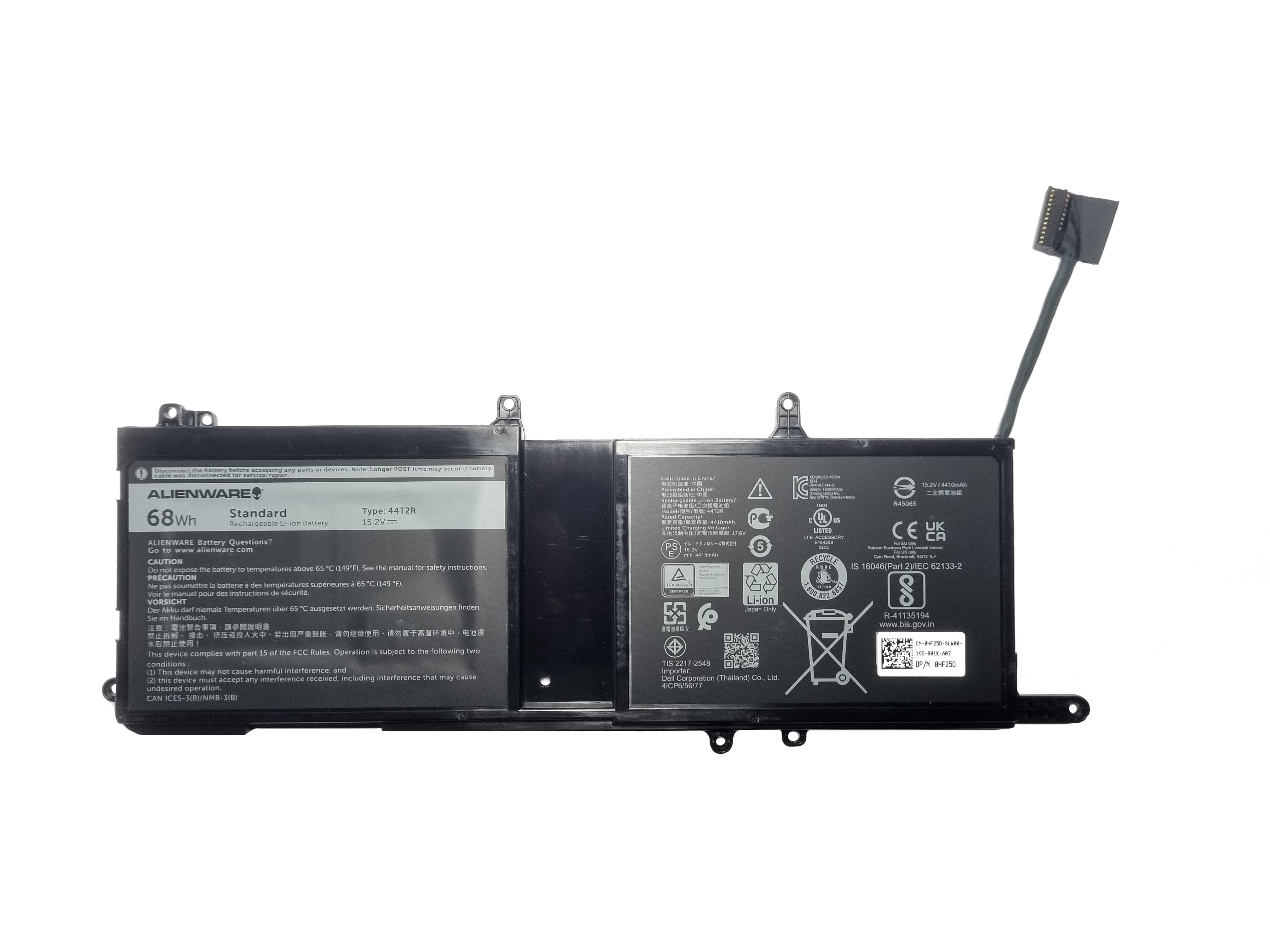 Alienware 15 R3, R4 and 17 R4, R5 Battery 68Wh 4 Cell 44T2R HF25D New ...