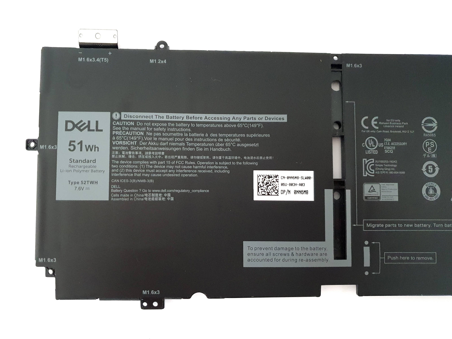Dell XPS 7390 2-in-1 4 Cell 51Wh 7.6V Laptop Battery XX3T7 NN6M8 52TWH