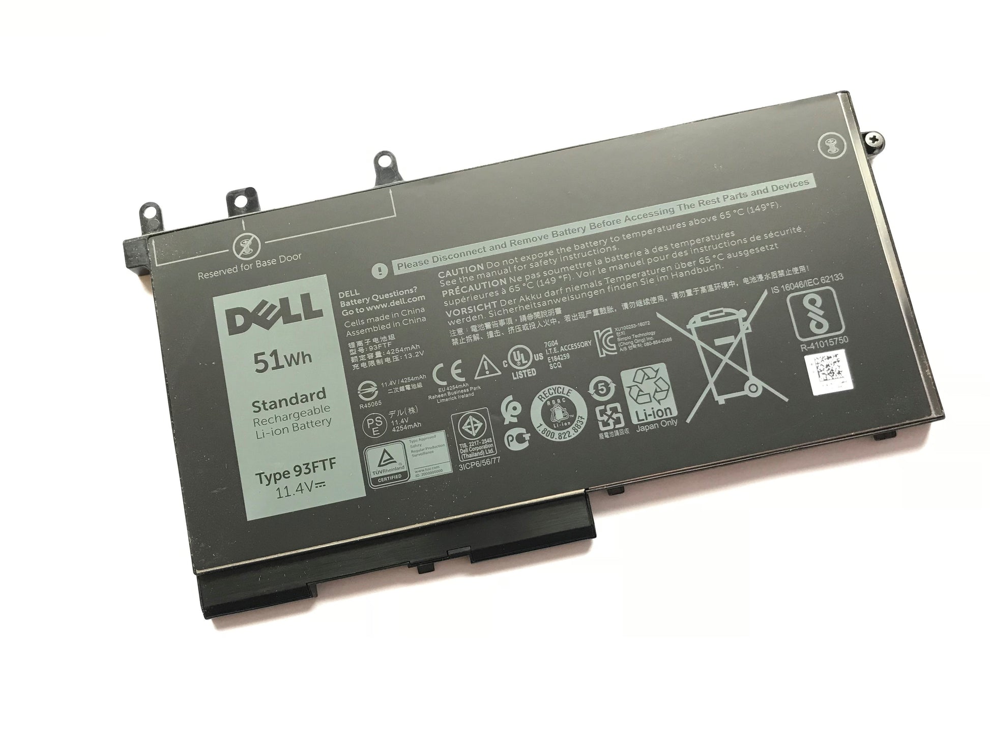 Dell Latitude 5280, 5480, 5580, 5490, 5495 Laptop Battery 3 cell 51wh 93FTF | Black Cat PC