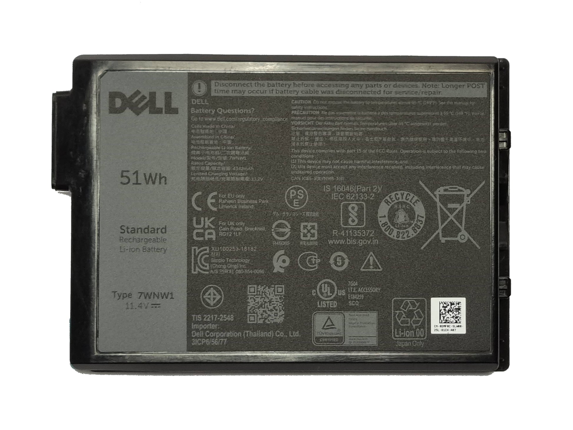 New Dell Latitude Rugged 5420 5424 7424 4 Cell 51Wh Laptop Battery 7WNW1 DM0FC