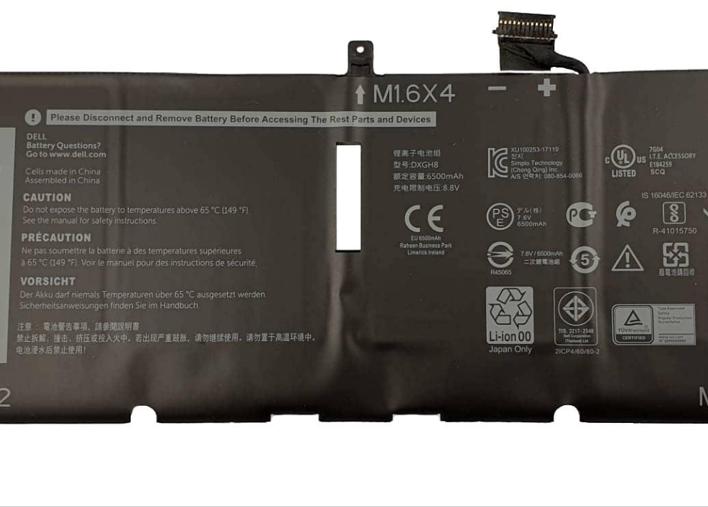 Dell XPS 9370, 9380, 7390, Inspiron 7490 Battery 4 Cell 52WH DXGH8 G8VCF