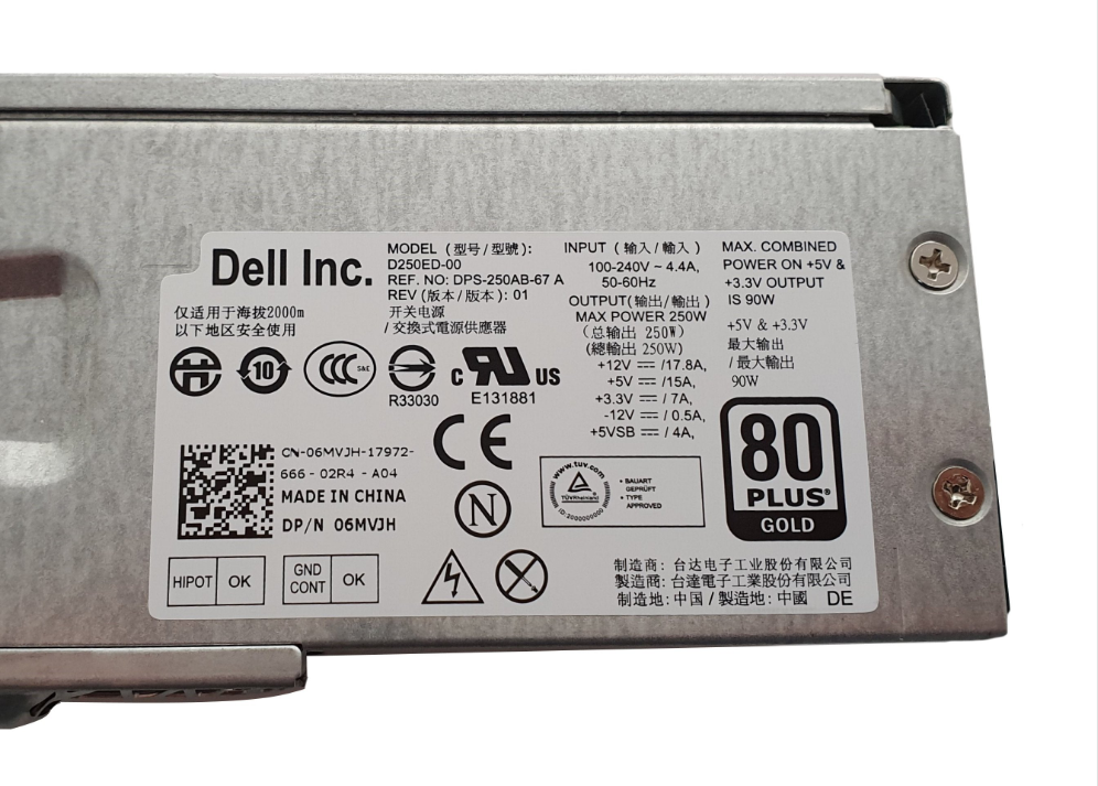 Genuine new Dell Optiplex 390, 790, 990 DT 250W PSU  HY6D2, 7GC81, YJ1JT, 6MVJH D250ED-00