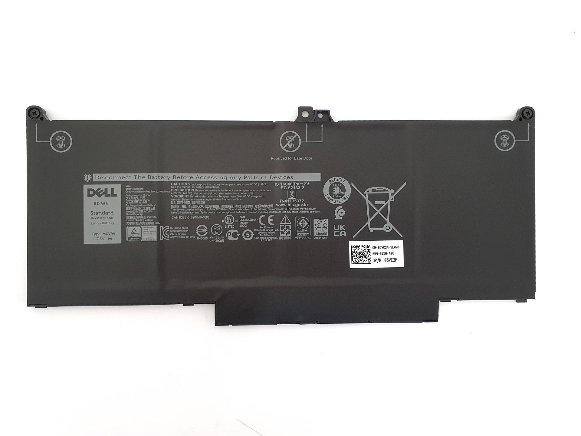 60Wh MXV9V Batterij voor Dell Latitude 5300 5310 7300 7400 E5300 E5310