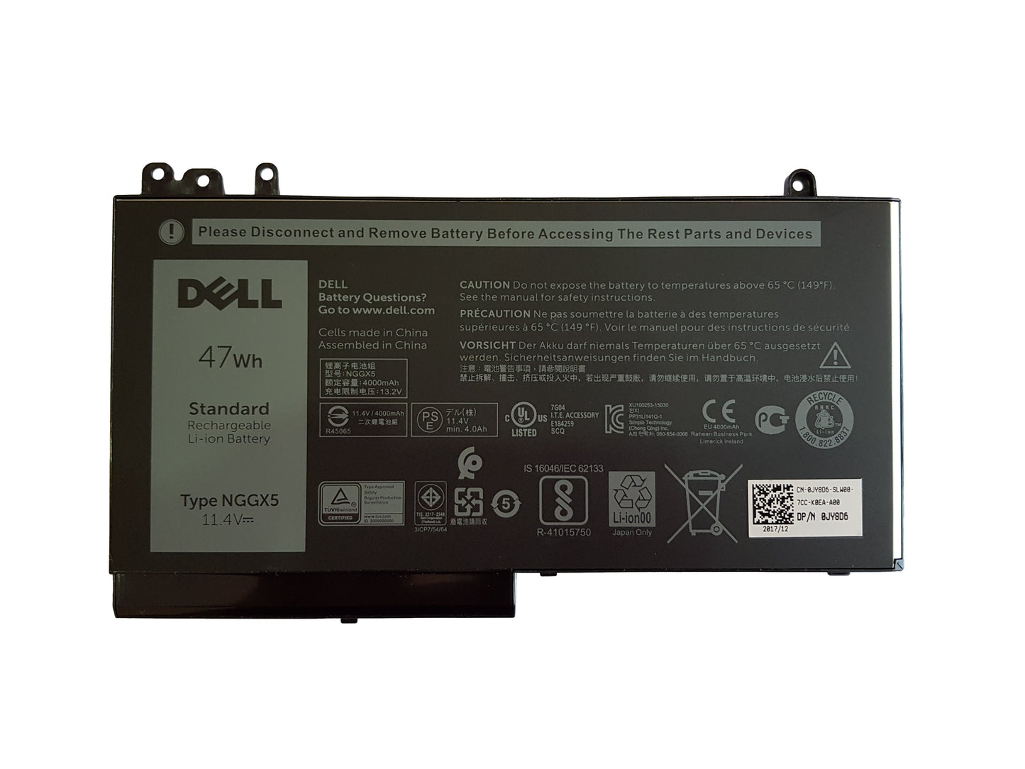 Dell Latitude E5470, E5270 3 Cell 47Wh Laptop Battery Type NGGX5 | Black Cat PC