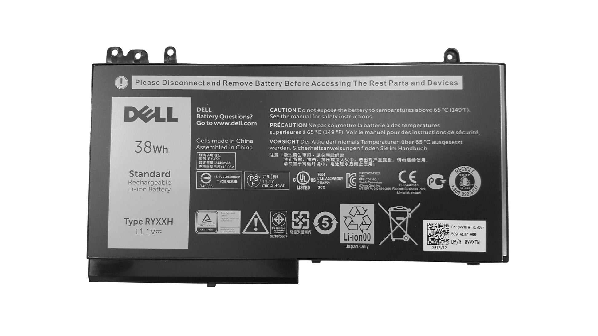 Dell Latitude E5450, E5550,3150, 3160, E5270, E5250 Battery 38Wh RYXXH | Black Cat PC